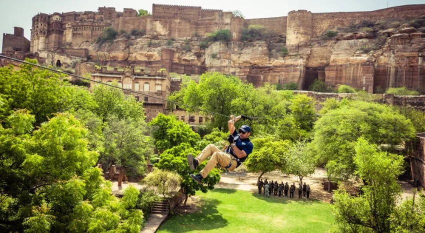 Zipline at Mehrangarh Fort is one of the popular activities in Rajasthan